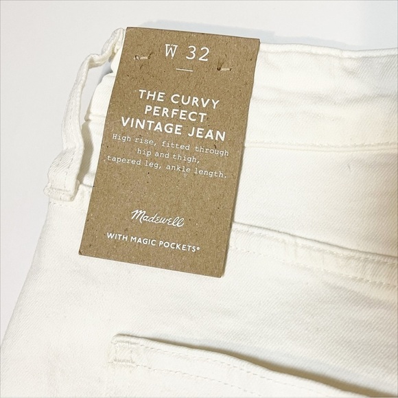 Madewell NWT Curvy Perfect Vintage Jeans 32 14 Tile White high rise waist retro - Picture 5 of 13